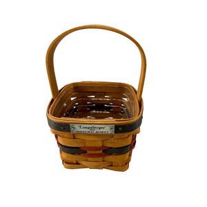 1993 Longaberger Inaugural Basket w/Protector 5"L x 5"W x 4.5"H Vintage